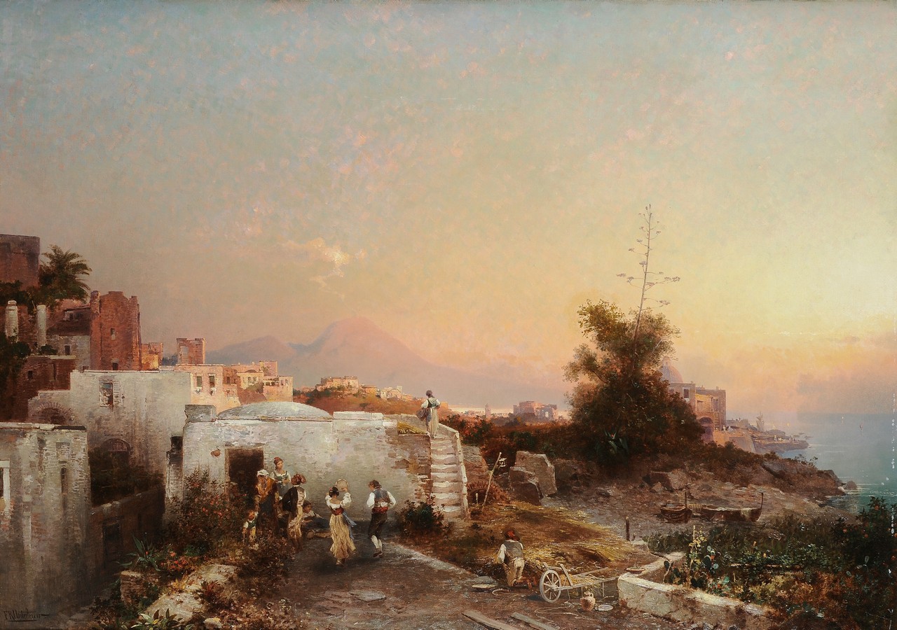 Franz Richard Unterberger (1838-1902), Veduta della costiera amalfitana