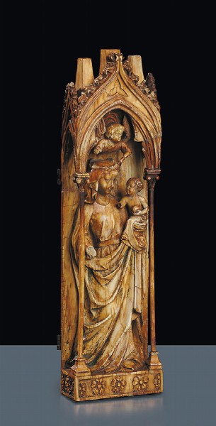 Scuola francese del  XV secolo, Madonna in trono con Bambino